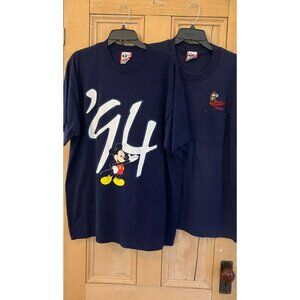 Disney Designs Mens (2 SET) '95 Mickey Mouse Indiana Jones Shirt XL Blue AN EXC